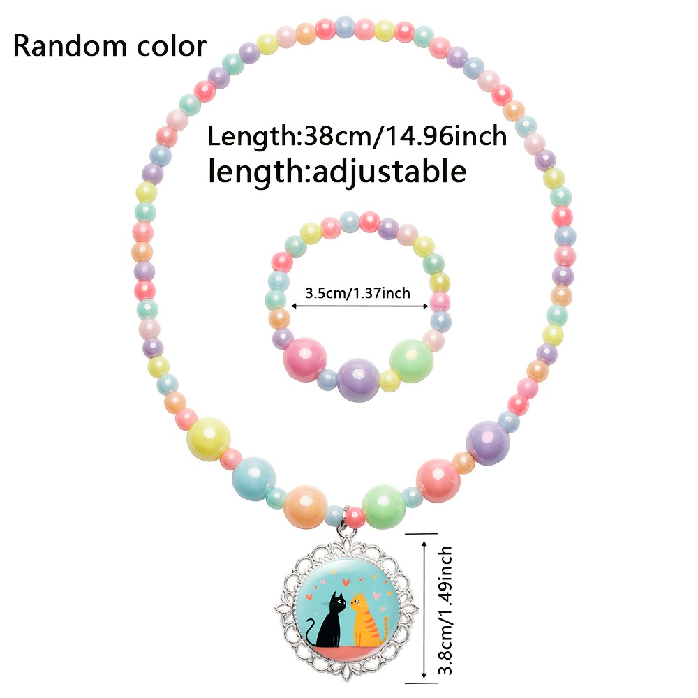 2pcs Cute Cat Necklace & Bracelet Set for Women